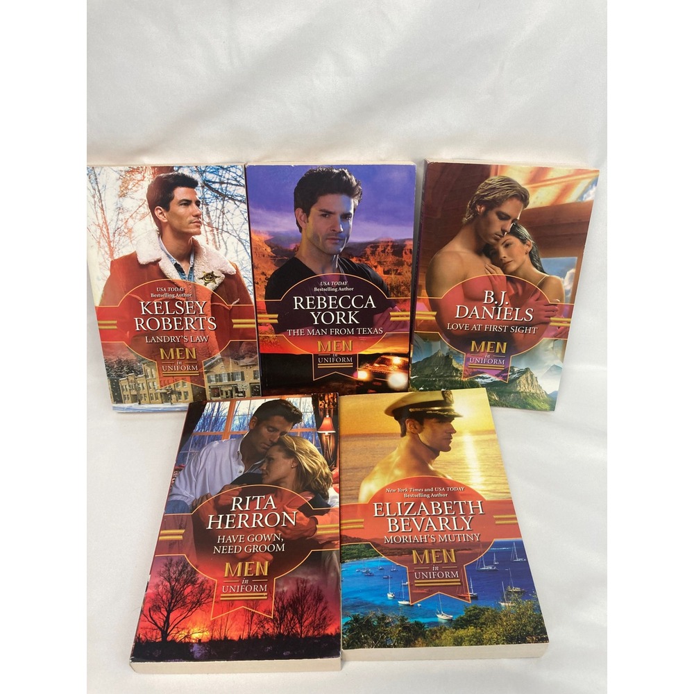 Men in Uniform Romance Paperback Lot of 5 Harlequin Roberts York Daniels Herron